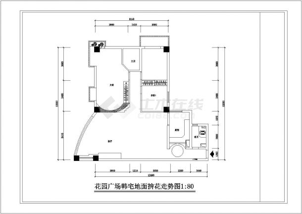 某花园广场高档住宅楼室内装修施工CAD图-图二