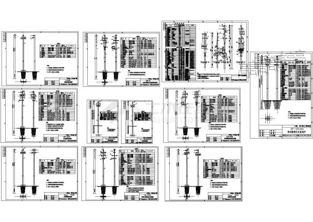 某配电工程10kV配网工程CAD杆型全套组装施工图纸（甲级院设计）-图一