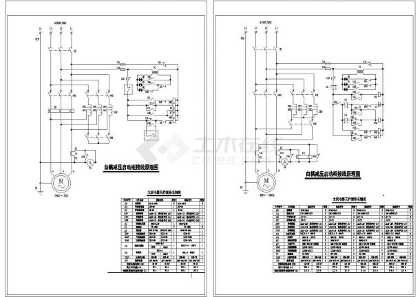 某标准型28KW～300KW自耦减压启动柜接线电气系统原理设计CAD图纸-图一