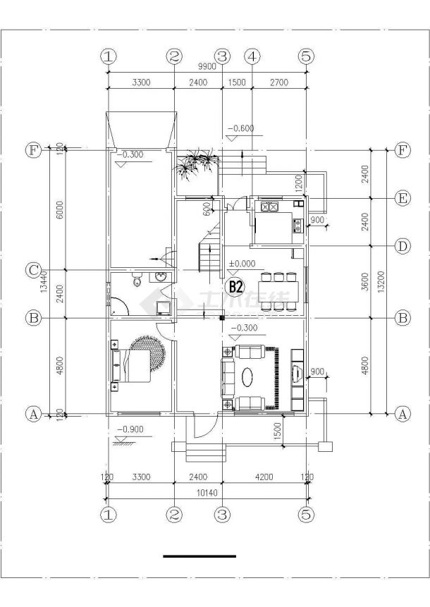 信阳市前丰村264平米3层砖混结构独栋乡村别墅CAD建筑设计图纸-图二
