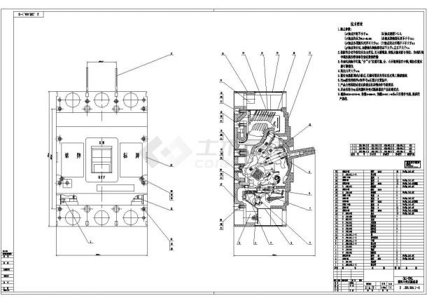 某标准型CM1-630L塑料外壳式断路电气系统总装设计CAD图纸-图一