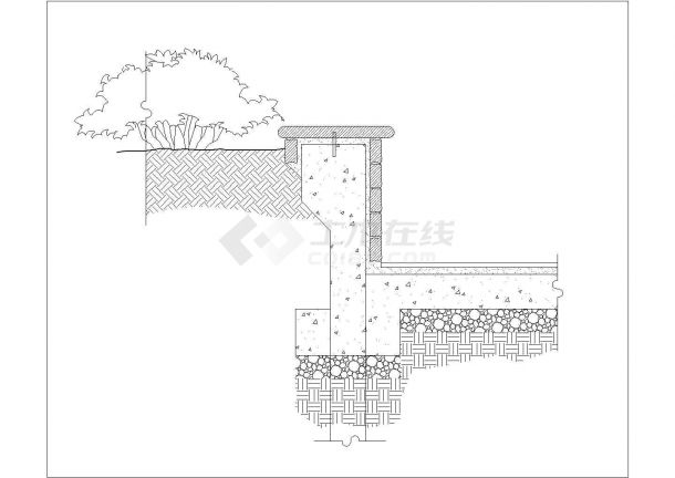 某挡土墙设计cad建筑立面施工详图（英文标注）-图一