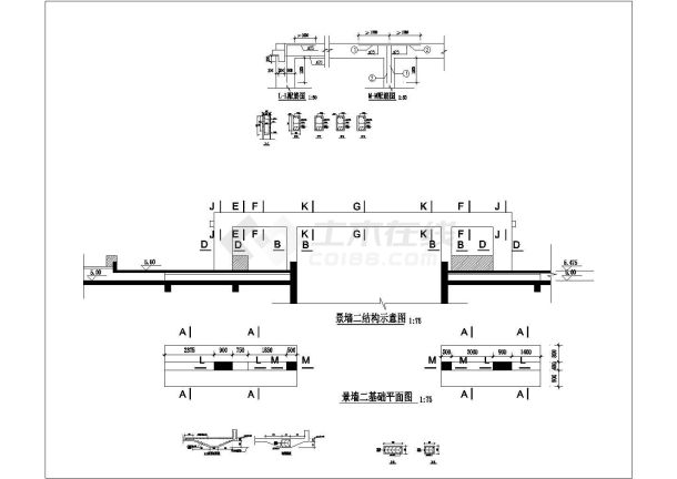 某大型景墙规划设计cad建筑施工详图-图二