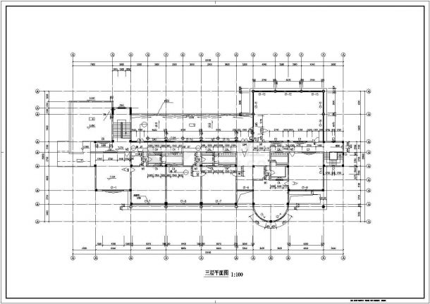 锦州市天虹花园小区幼儿园3层框架教学楼全套建筑设计CAD图纸-图二