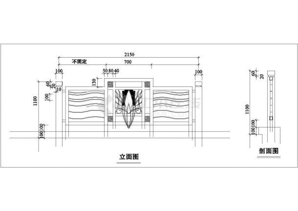 某景观木栏杆设计cad建筑施工详图-图二