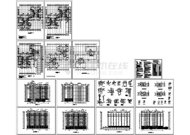 高层住宅全套建筑施工图，14张图纸。-图二