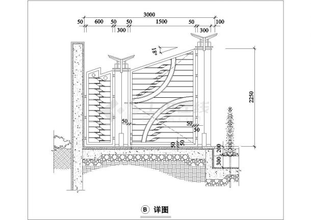 某艺术型栏杆建筑设计cad施工大样图-图二