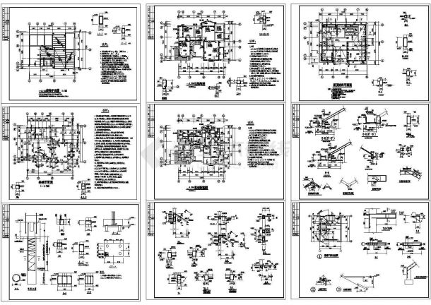 某多层混砖别墅结构设计cad全套施工图（标注详细）-图二