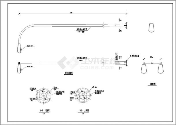 重庆涪陵区某道路灯杆大样设计CAD施工图-图二