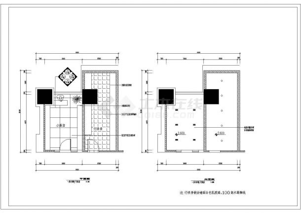 苏州市平江路某连锁宾馆一层大堂装修设计CAD图纸-图二