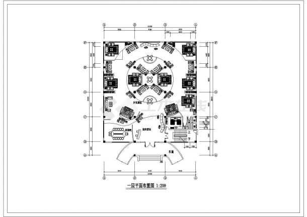 某市区新建楼盘展示厅装修设计CAD图-图二