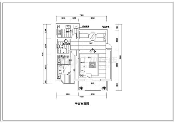 启东市恒大地产某楼盘小户型装修设计CAD方案-图二