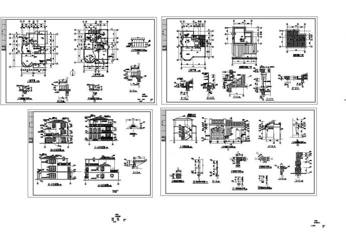 某三层砖混结构简欧风格新农村别墅设计cad全套建施图（标注详细）_图1