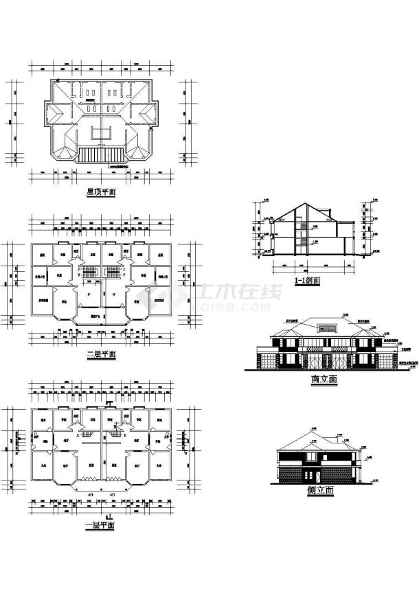 甘肃某联体别墅建筑施工CAD全套图纸-图一