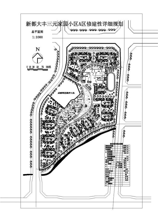 新都大丰三元家园小区A区修建性详细规划图纸（含总平面图）-图一