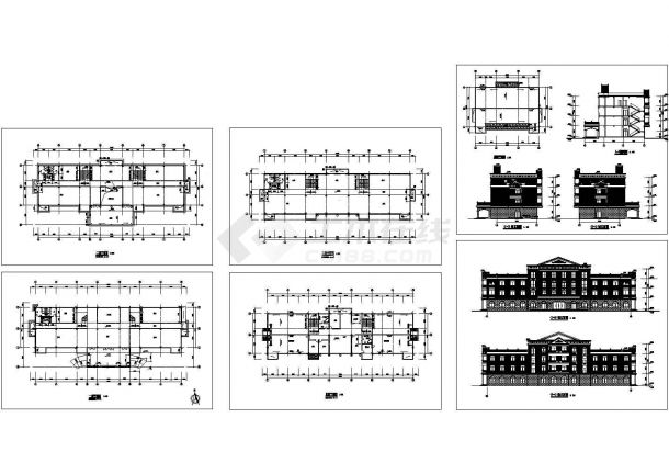 办公楼设计_某欧式办公楼建筑设计施工CAD全套图纸-图一