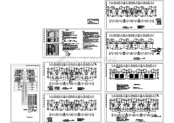 半城六层住宅楼电气系统设计施工cad图纸，共八张-图一