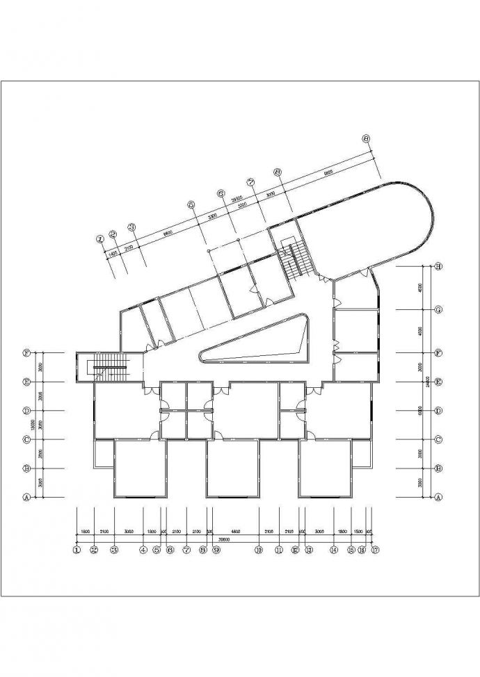 西安科技大学附属幼儿园2层框架结构教学楼平立面设计CAD图纸_图1