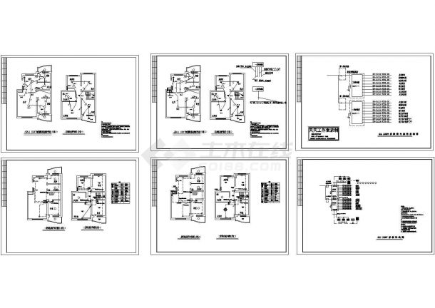 二层复式住宅楼电气系统设计施工cad图，共六张-图一