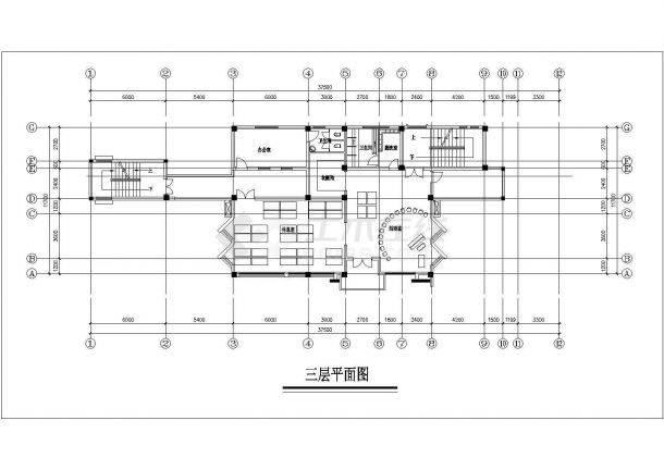 阜新市金山中学4层框架结构教学楼建筑设计CAD图纸-图二