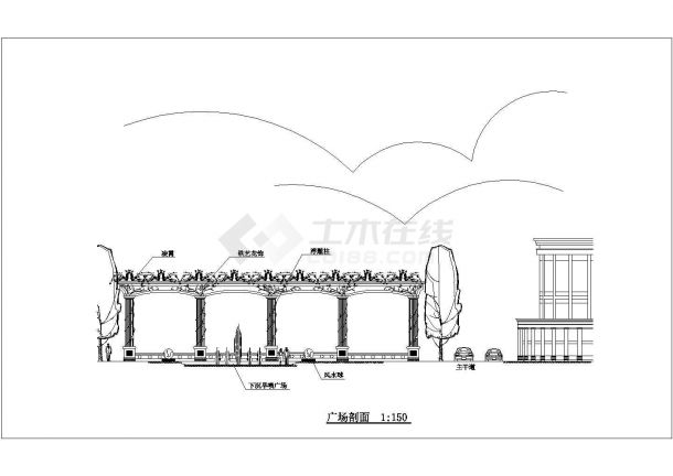 某文化广场景观规划设计cad施工详图-图二