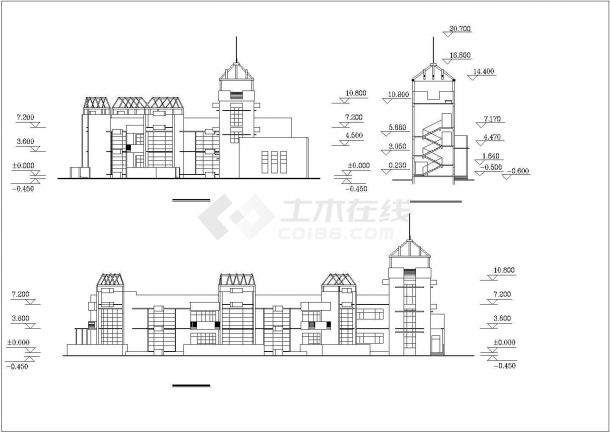 萍乡市某幼儿园1800平米双层混合结构扇形教学楼平立面设计CAD图纸-图一