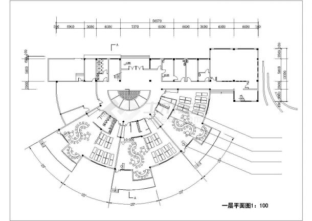 萍乡市某幼儿园1800平米双层混合结构扇形教学楼平立面设计CAD图纸-图二