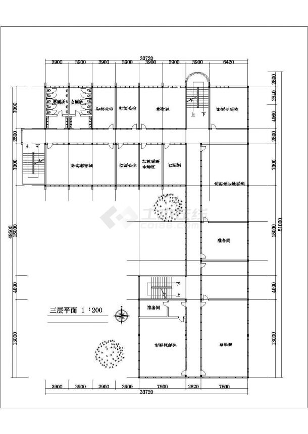 杭州市某高校5100平米4层框架结构教学楼全套建筑设计CAD图纸-图二