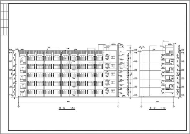 苏州市某大学2500平米5层框架结构教学楼全套建筑设计CAD图纸-图二