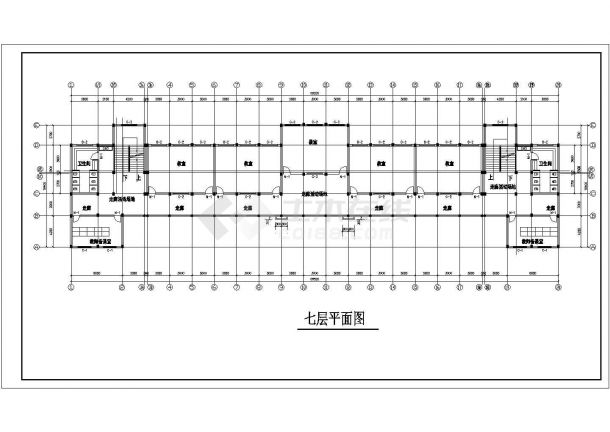 南京市某大学7层框架结构教学楼全套建筑设计CAD图纸-图二