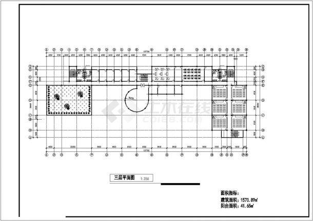 北京某高校4层框混结构教学楼建筑设计CAD图纸（含夹层和地下一层）-图一