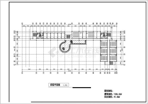 北京某高校4层框混结构教学楼建筑设计CAD图纸（含夹层和地下一层）-图二