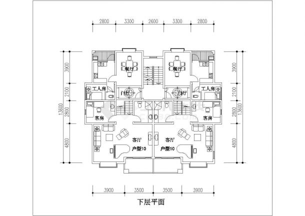 无锡市江南雅苑小区10层框架结构住宅楼平立面设计CAD图纸-图二