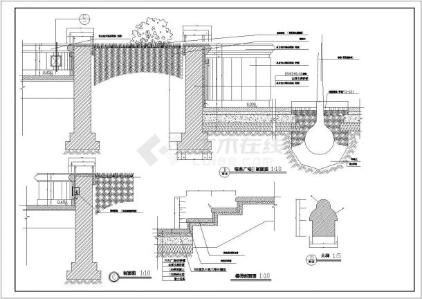 某喷泉广场规划设计cad建筑施工详图-图一