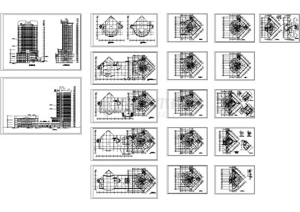 某高层框架剪力墙结构星级酒店大楼CAD设计建筑方案施工图（标注详细）-图一