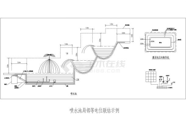 某标准型游泳池局部等电位联结电气原理设计施工CAD图纸-图二