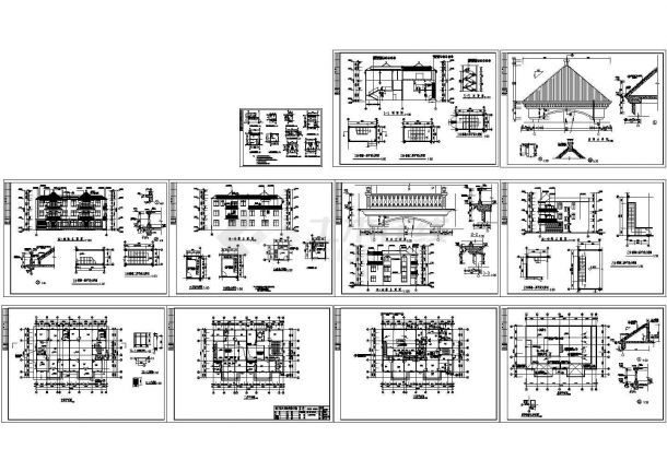 某三层砖混结构新农村小型住宅别墅建筑设计cad全套施工图（标注详细，11张图）-图一