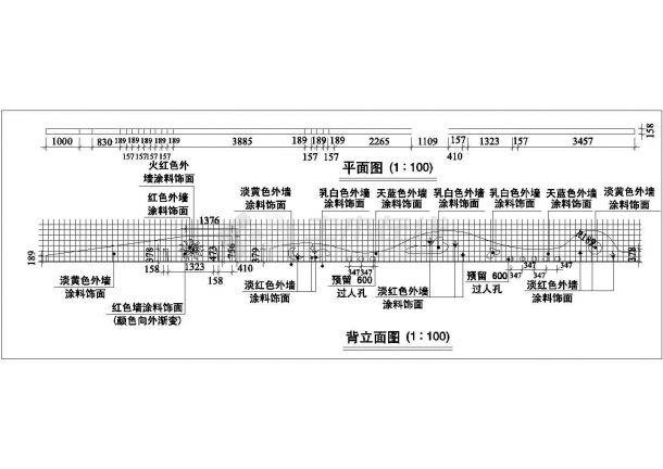 某景观墙垣设计cad施工详图-图一