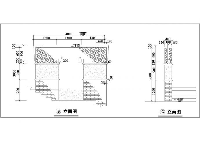 某景观标志墙规划设计cad 建筑施工详图_图1