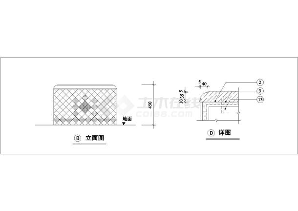 某艺术景观墙设计cad建筑施工详图-图一