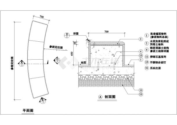 某艺术景观墙设计cad建筑施工详图-图二