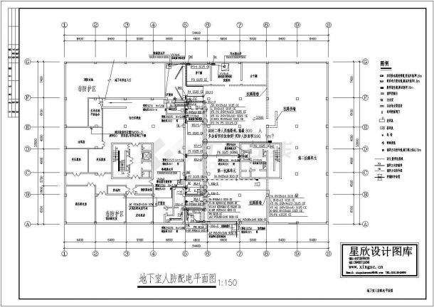 某标准型地下室人防配电电气原理设计施工CAD图纸-图一