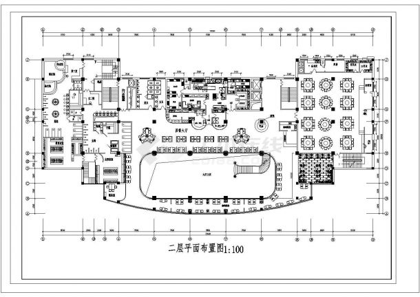 郑州市某商务星级酒店3层大堂平面布置设计CAD图纸-图一