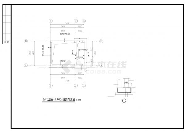 9.6X6.4m消控门卫建建筑--结构-图一