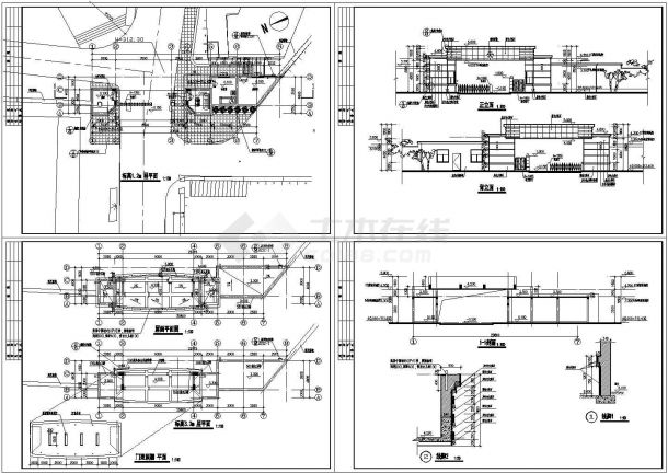 某工业公司气派大门建筑设计cad全套施工图（标注详细）-图一