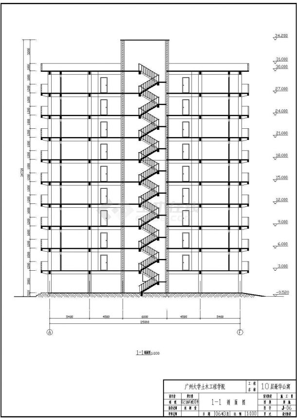 太原市荥泽大道某小区10层框架结构住宅楼建筑设计CAD图纸-图二