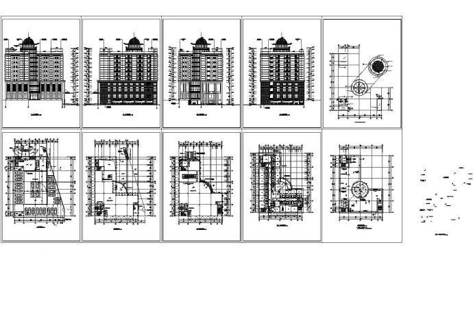 某地三角顶部酒店建筑全套外立面及剖面设计方案CAD图纸_图1