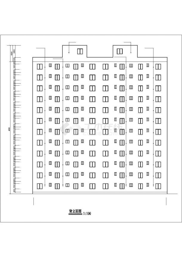 长沙市某居住区4.2万平米12层一字型框架住宅楼建筑设计CAD图纸-图二