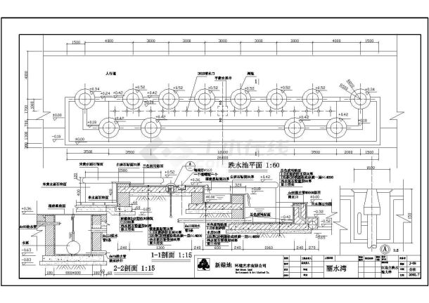 某江景喷水池规划设计cad施工详图-图一