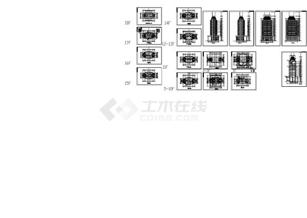 办公楼设计_14511平方米19层办公楼建筑设计施工cad图纸（含地下一层，共十七张）-图一